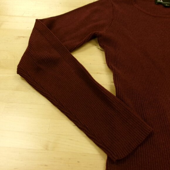 AGB Womens Ladies Maroon Burgundy Long Sleeve Pullover Tunic Sweater w/ Pockets - Picture 3 of 16